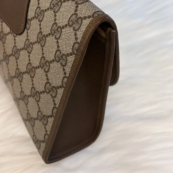 Authentic GUCCI GG Supreme Sherry Line PVC Leather Clutch Bag - Picture 8 of 14